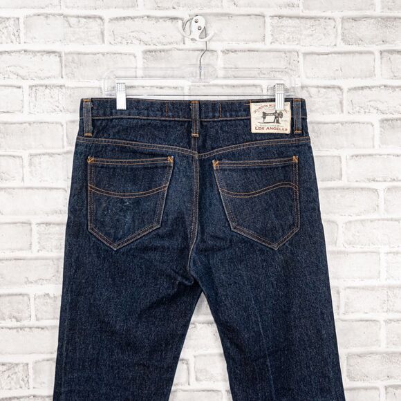 Johnson Motors Inc Men's Regid Denim Jeans indigo blue button fly sz 32x32 - Picture 6 of 9